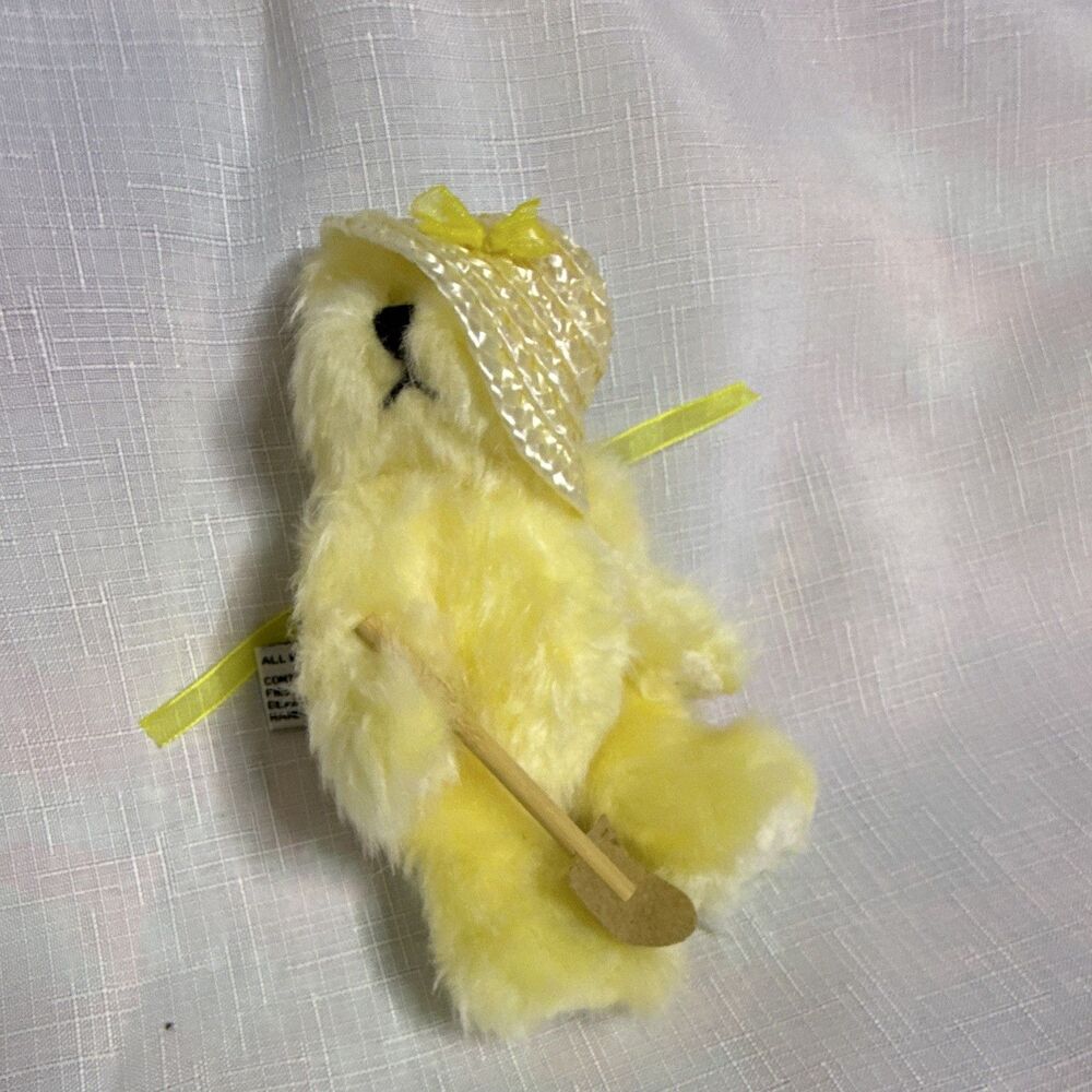 Progressive Plush Yellow Teddy Bear with Bonnet & Shovel - 6 Inch Mini Plush